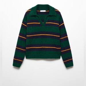 Mango Striped Polo-Neck Sweater